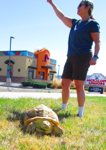 betty as circus ring-mistress showin' off Bruce